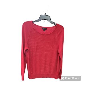 Worthington Women’s Red Sweater Scoop Neck Pullover Long Sleeve w/Bling Large.